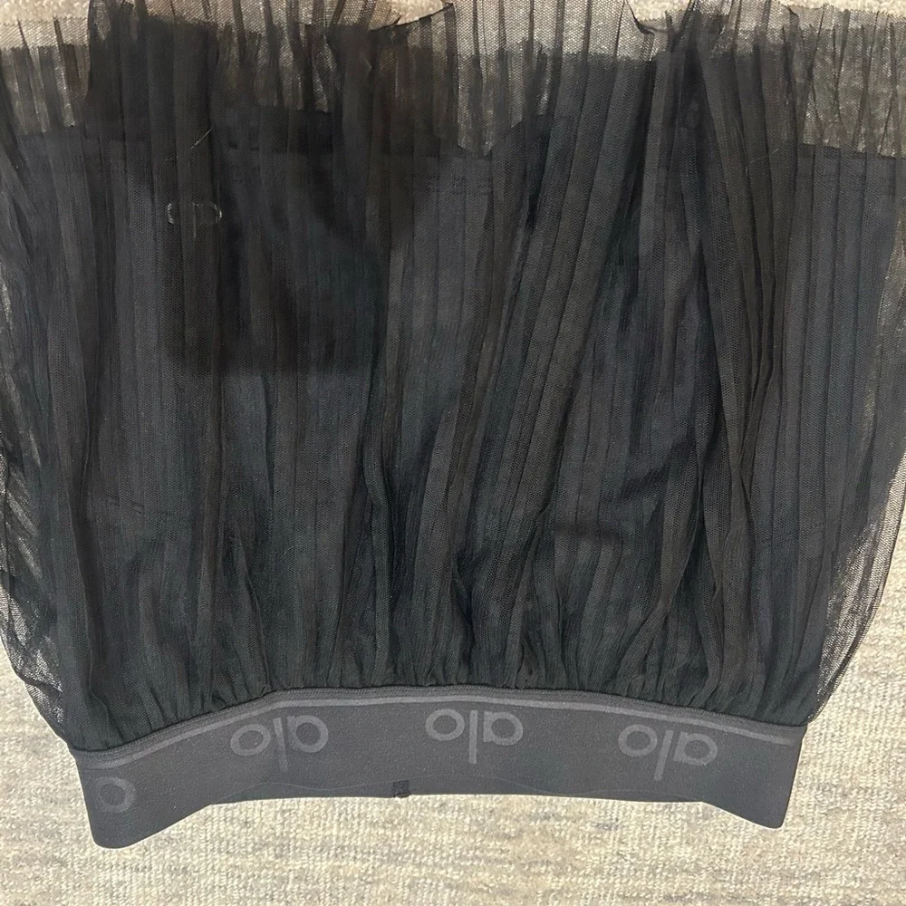ALO Yoga Black Pleated Tulle Mini Skirt